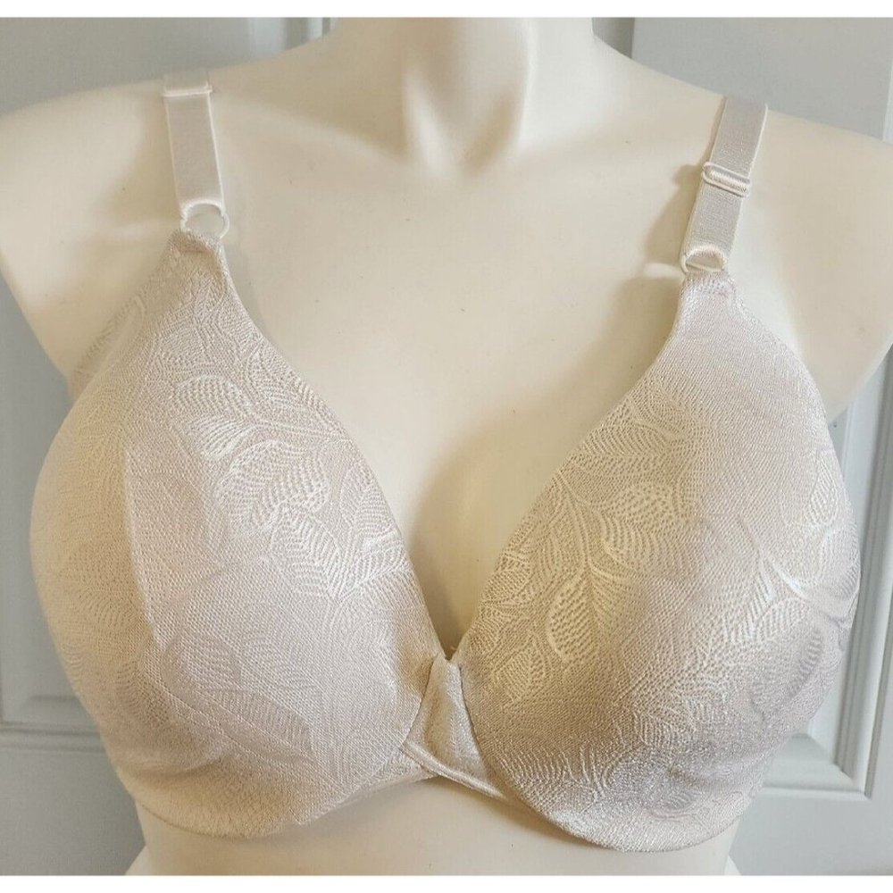 Bali 3235 White Back Smoothing Underwire Full Coverage Bra Concealer Petals 40DD